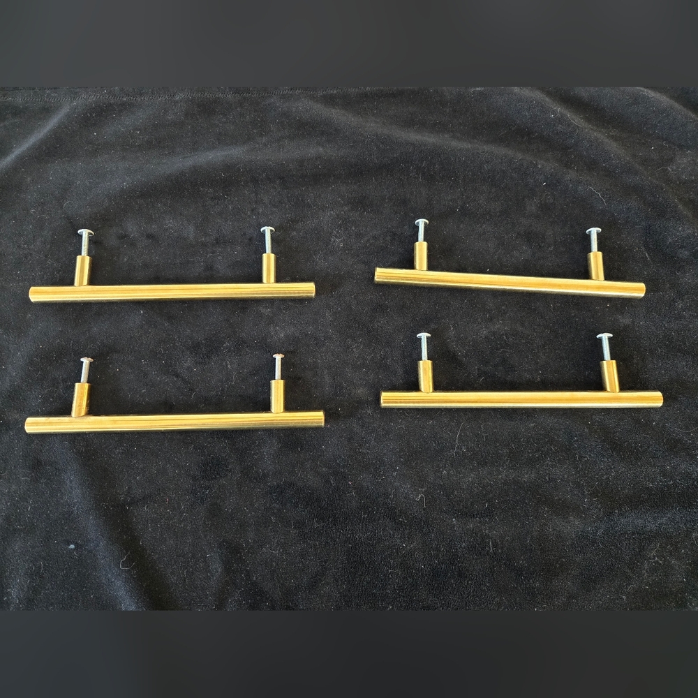 Brass Finish Drawer Pulls 7.5"x5" Centers Set Of 4